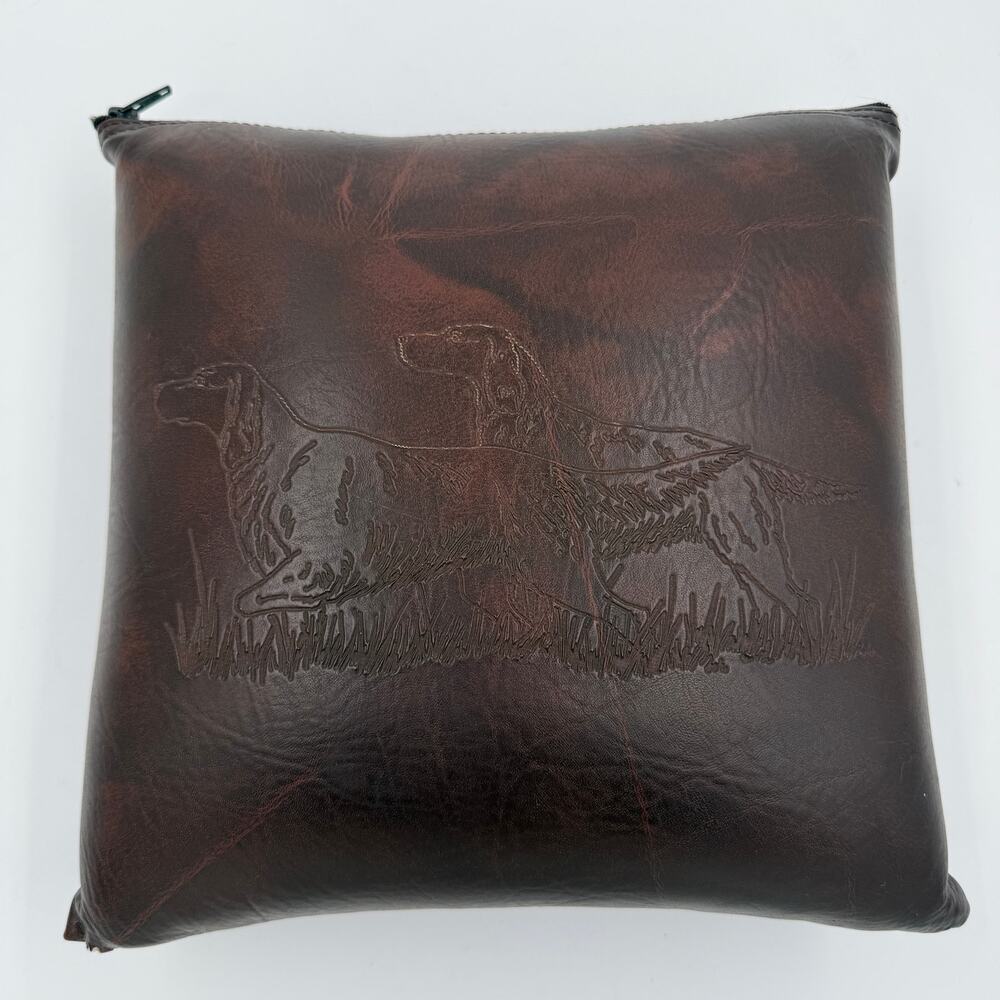 Vintage Brown Embossed Hunting Dog Accent Pillow